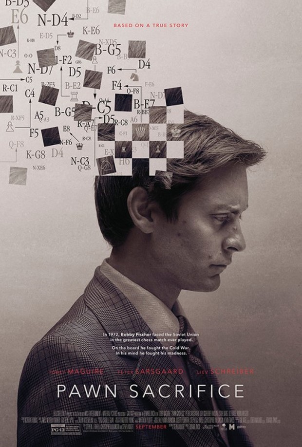 Pawn Sacrifice primo poster con Tobey Maguire nei panni di Bobby Fisher (1)