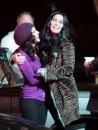 Cher e Kristen Bell sul set di Burlesque a Los angeles