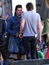 Christoph Waltz ed Orlando Bloom sul set di The Three Musketeers