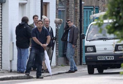 Colin Farrell sul set di London Boulevard