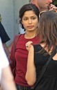 Freida Pinto e Josh Brolin sul set del nuovo film di Woody Allen