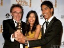 Freida Pinto con Dev Patel e Danny Boyle foto galleria