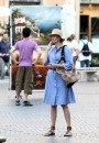 Julia Roberts sul set di Eat, Pray, Love in Piazza Navona