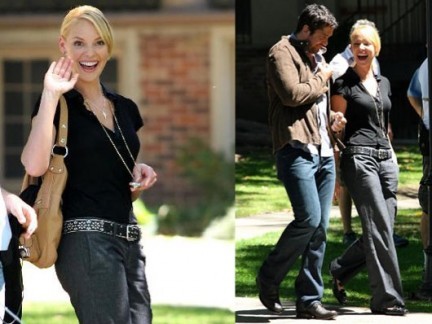 Katherine Heigl e Gerard Butler sul set di 'The Ugly Truth'