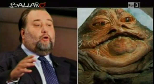 Maurizio Crozza a Ballarò mostra Fiorito e Jabba The Hutt