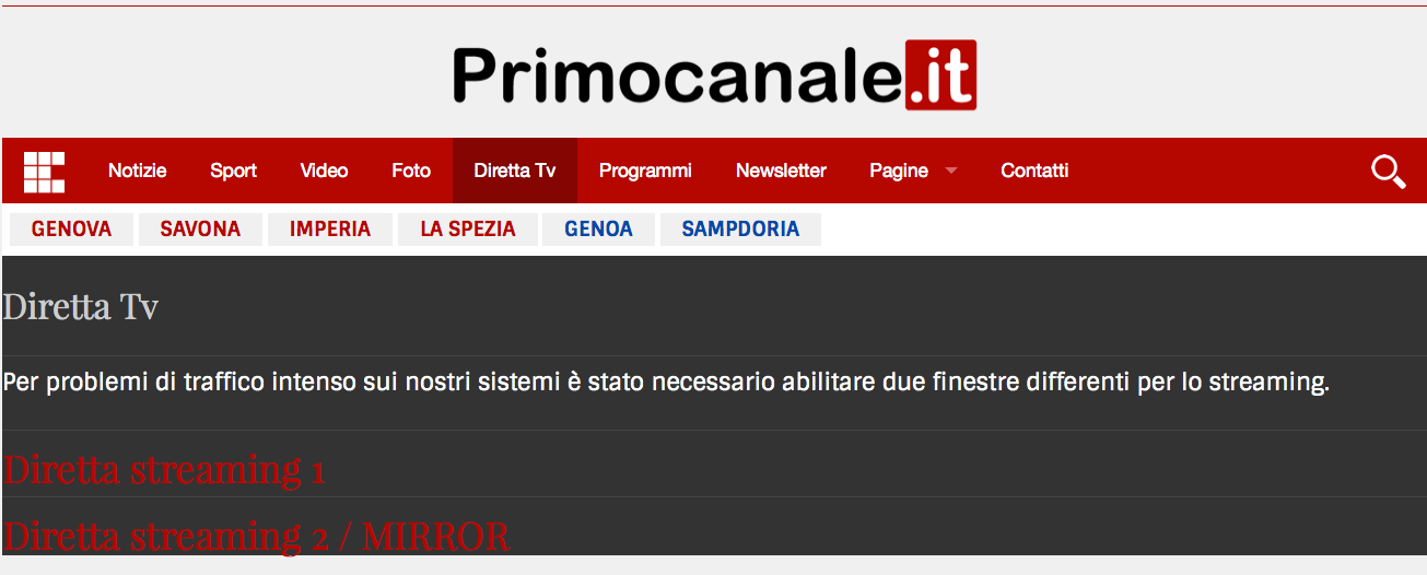 Primo canale, il mirror sullo streaming