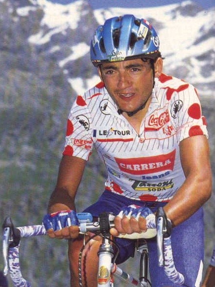Claudio Chiappucci in maglia a pois al Tour de France