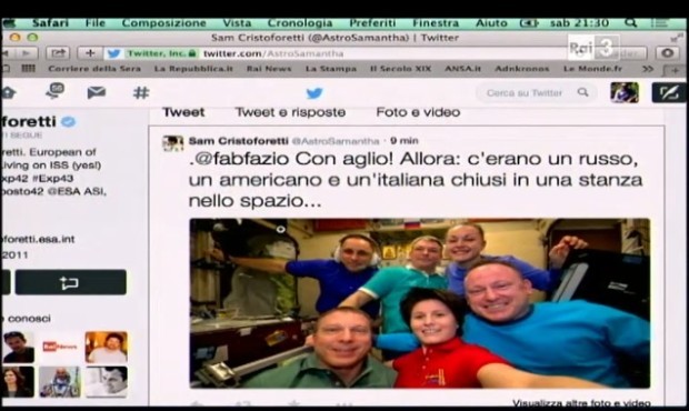 tweet astrosamantha-che fuori tempo che fa