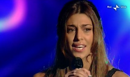 Belen Rodriguez con Toto Cutugno a Sanremo