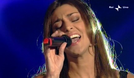 Belen Rodriguez con Toto Cutugno a Sanremo