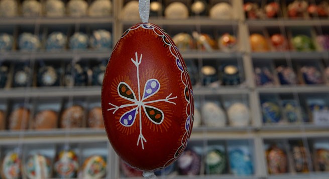 Painted eggs are seen at traditional Easter market on the Old Town Square, on March 22, 2016 in Prague. / AFP / Michal Cizek (Photo credit should read MICHAL CIZEK/AFP/Getty Images)