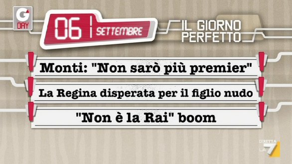 G Day, la prima puntata del 10 settembre