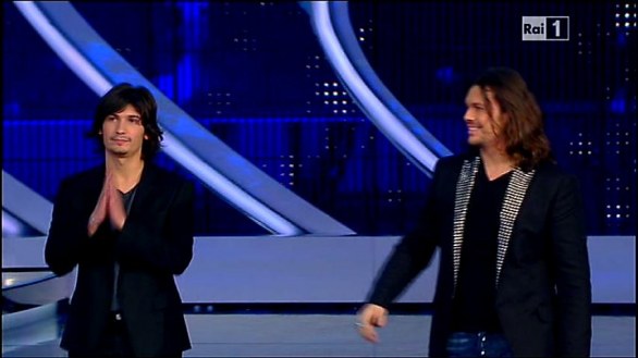 Pierdavide Carone e Lucio Dalla con Gianluca Grignani - Festival di Sanremo 2012