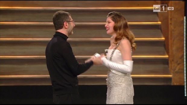 Sanremo 2014, Laetitia Casta e Fabio Fazio