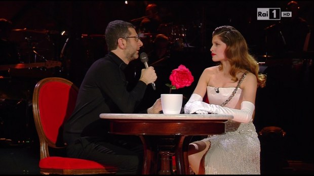 Sanremo 2014, Laetitia Casta e Fabio Fazio