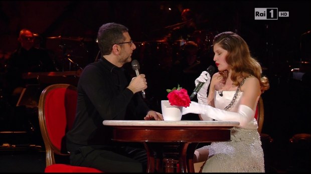 Sanremo 2014, Laetitia Casta e Fabio Fazio