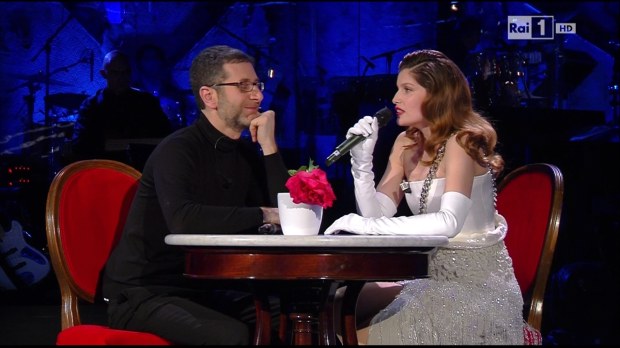 Sanremo 2014, Laetitia Casta e Fabio Fazio