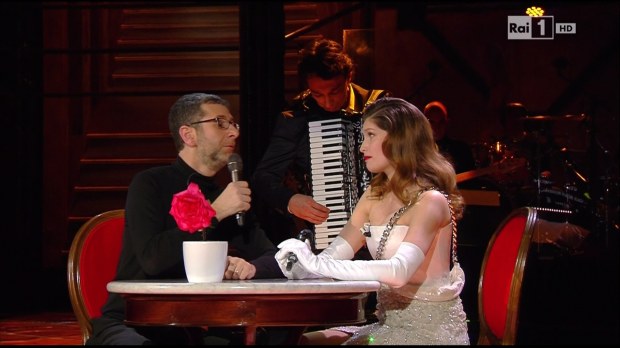 Sanremo 2014, Laetitia Casta e Fabio Fazio