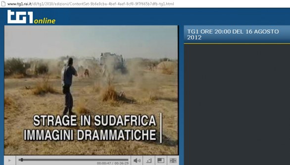 La strage in Sudafrica nel Tg1 delle 20.00 del 16/08/2012